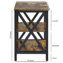 Topeakmart 3 Tiers Sofa Side End Table X Frame