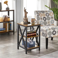 Topeakmart 3 Tiers Sofa Side End Table X Frame